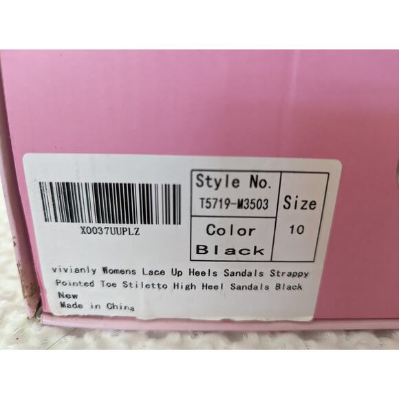 Vivianly Lace Up Strappy Pointed Toe Stiletto Heels Sandals Size 10 - Picture 9 of 10